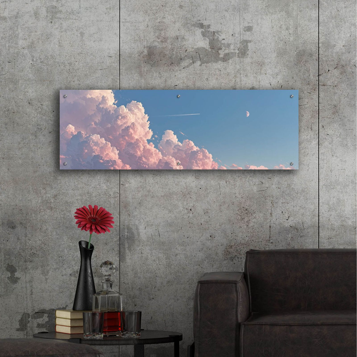 Cotton Sky Panorama by Ann Klee - 48x16 acrylic wall art in a room