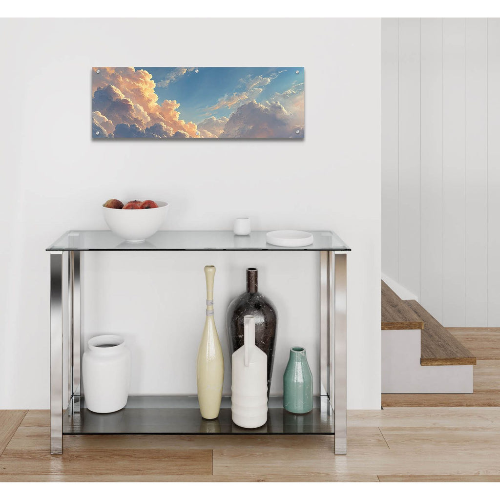 Majestic Golden Cloud Panorama by Ann Klee - 36x12 acrylic wall art in a room