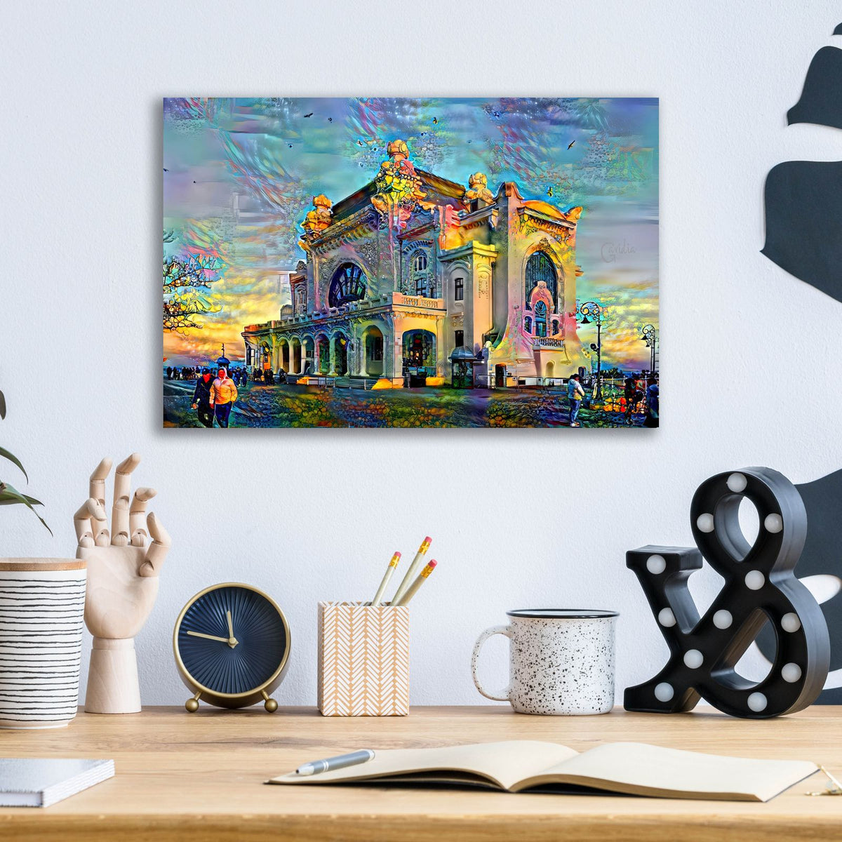 Romania Constanta Casino by Pedro Gavidia - 16x12 acrylic wall art in a room