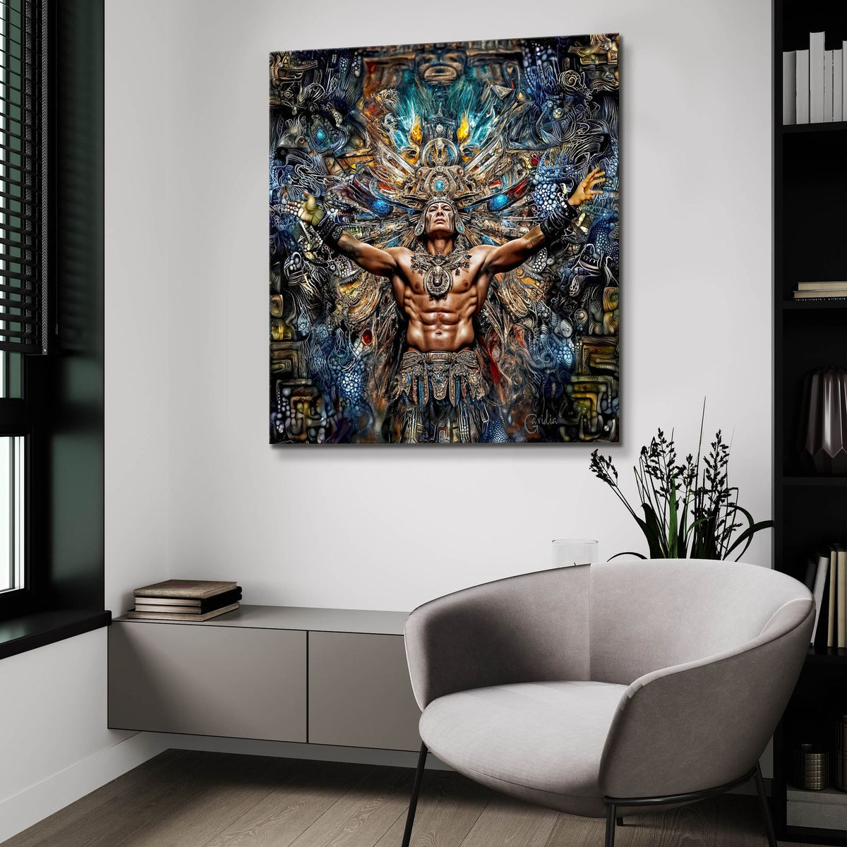 Chama N by Pedro Gavidia - 36x36 acrylic wall art in a room