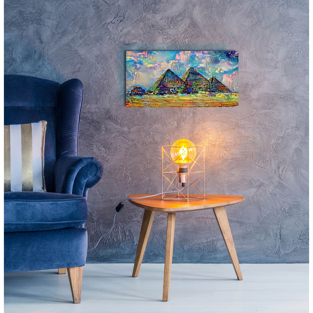 Egypt Giza Pyramids At Desert 2025 by Pedro Gavidia - 24x12 acrylic wall art in a room
