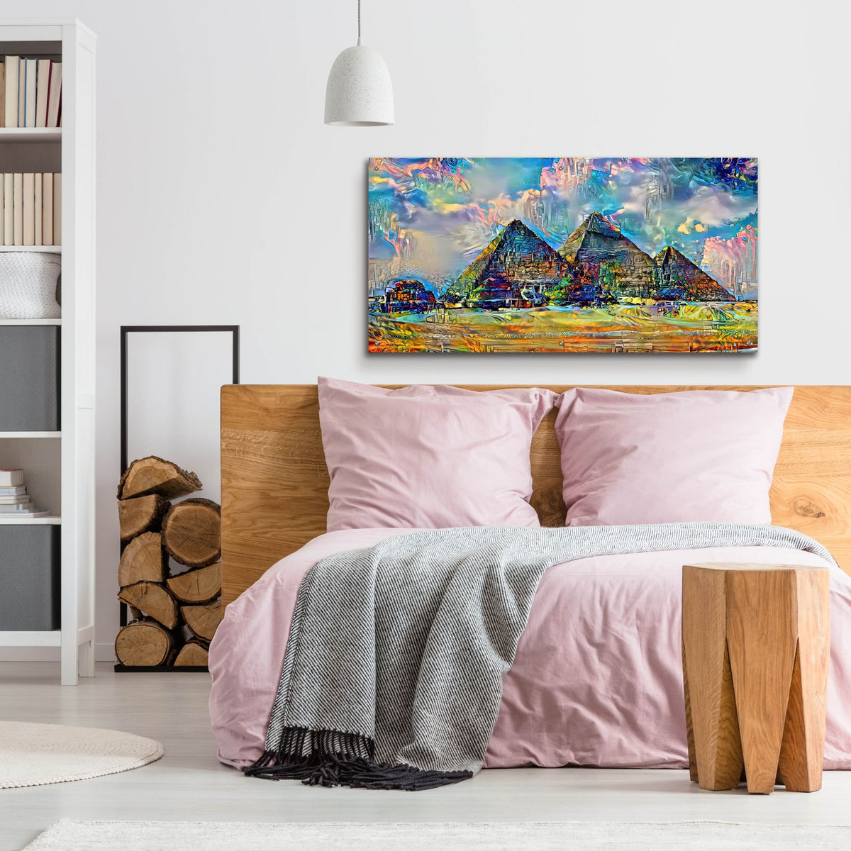 Egypt Giza Pyramids At Desert 2025 by Pedro Gavidia - 48x24 acrylic wall art in a room
