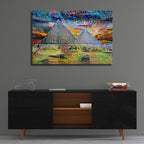 Egypt Giza Pyramids At Night by Pedro Gavidia - 36x24 acrylic wall art in a room