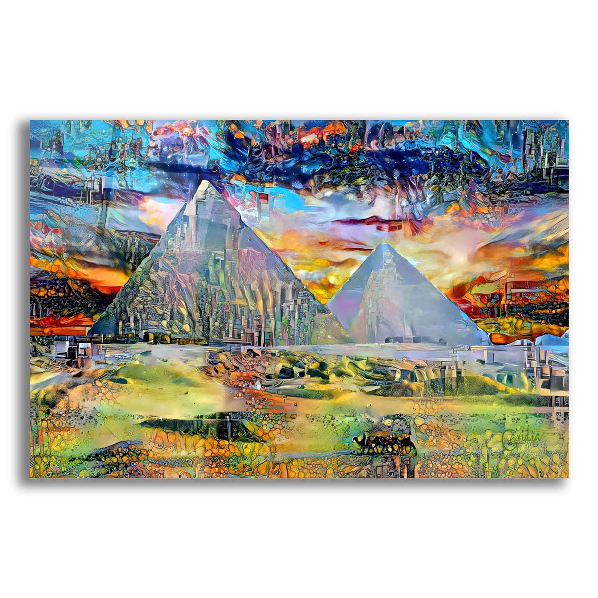 Egypt Giza Pyramids At Night by Pedro Gavidia acrylic glass wall art