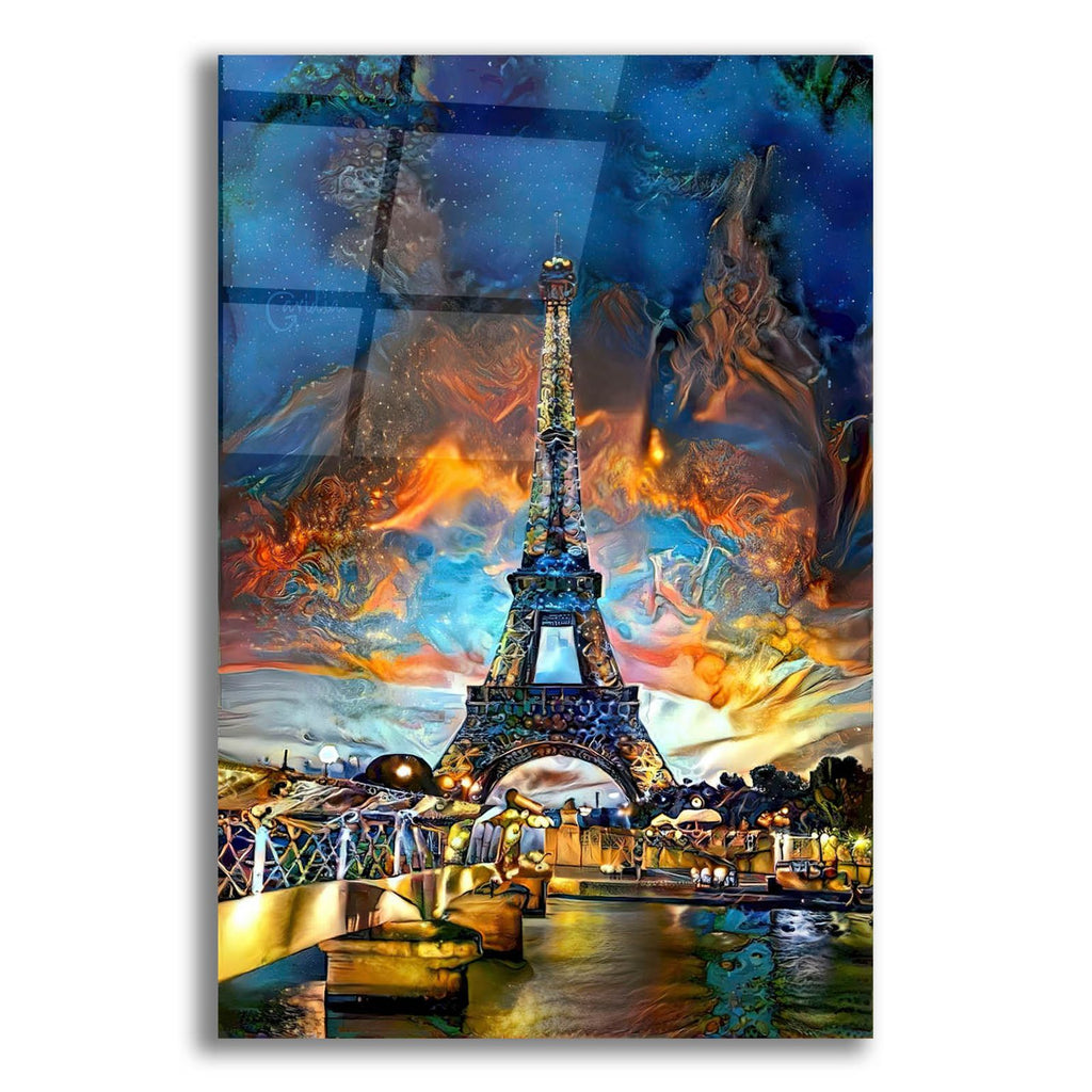 France Paris Tower Eiffel Red Clouds by Pedro Gavidia acrylic glass wall art