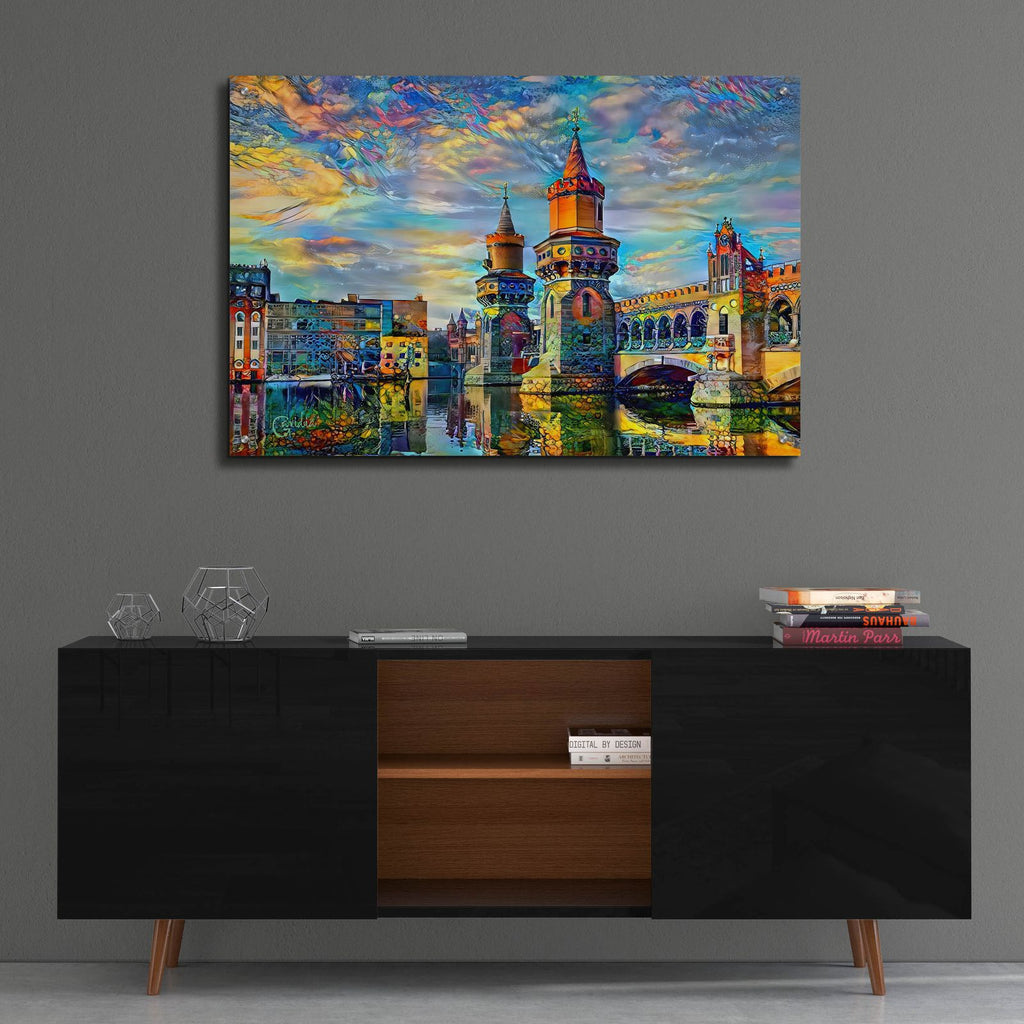 Germany Berlin Oberbaum Bridge Oberbaumbrucke by Pedro Gavidia - 36x24 acrylic wall art in a room