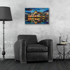 Hungary Budapest Hungarian Parliament Building At Sunset by Pedro Gavidia - 24x16 acrylic wall art in a room