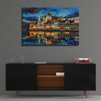 Hungary Budapest Hungarian Parliament Building At Sunset by Pedro Gavidia - 36x24 acrylic wall art in a room