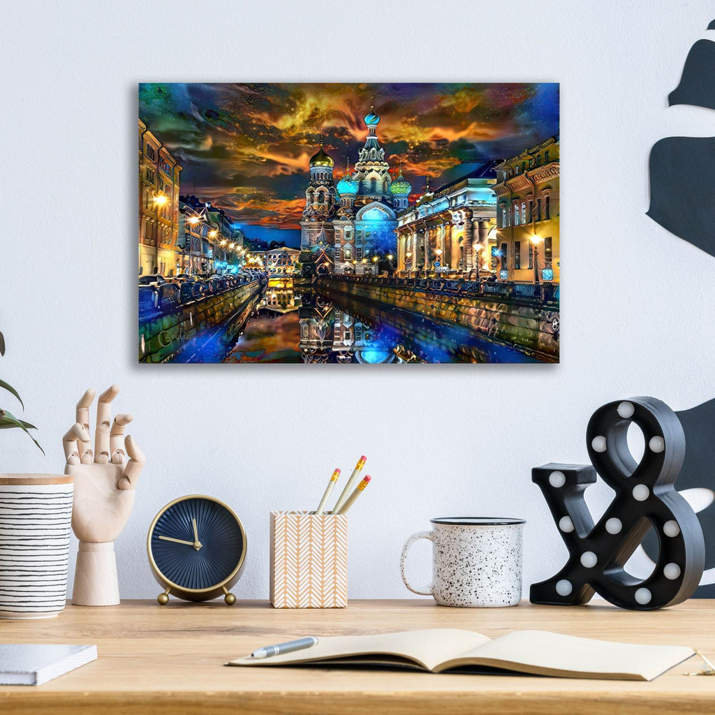 Russia Saint Petersburg Church Of The Savior by Pedro Gavidia - 16x12 acrylic wall art in a room