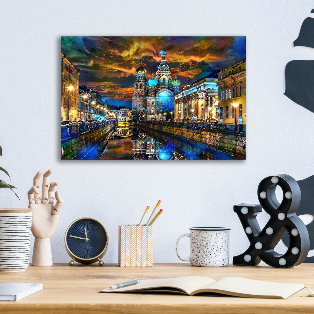 Russia Saint Petersburg Church Of The Savior by Pedro Gavidia - 16x12 acrylic wall art in a room