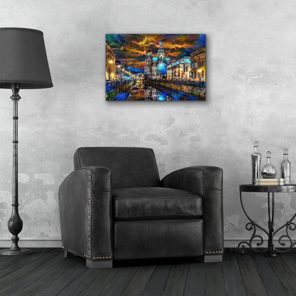 Russia Saint Petersburg Church Of The Savior by Pedro Gavidia - 24x16 acrylic wall art in a room