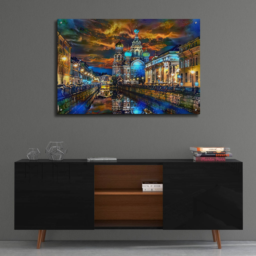 Russia Saint Petersburg Church Of The Savior by Pedro Gavidia - 36x24 acrylic wall art in a room