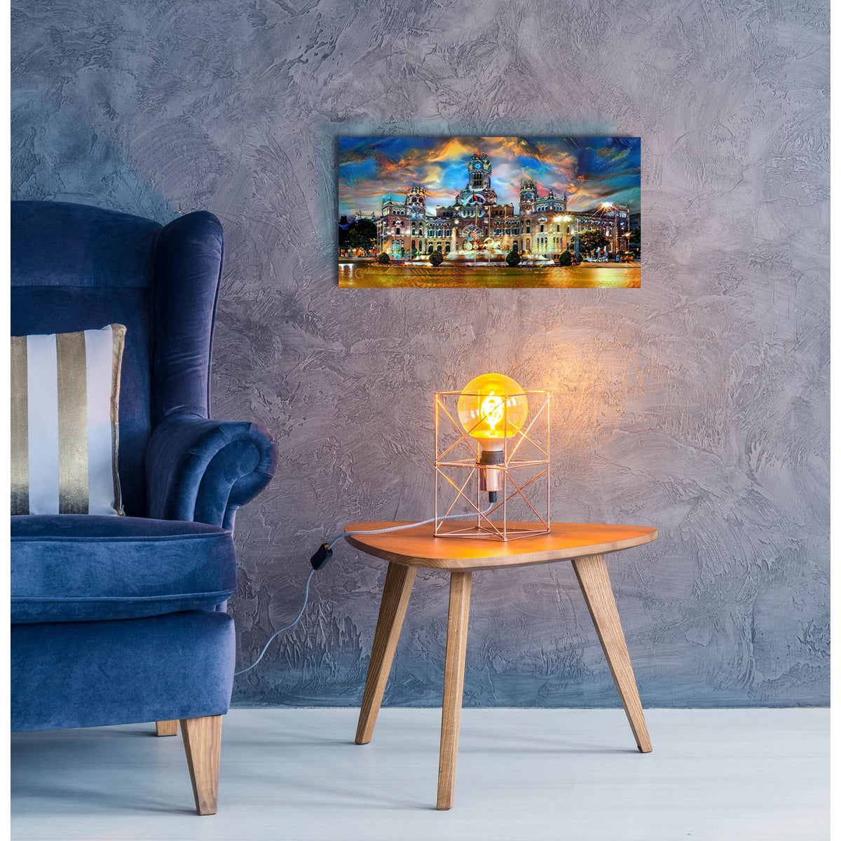 Spain Madrid City Hall Ayuntamiento At Sunset by Pedro Gavidia - 24x12 acrylic wall art in a room