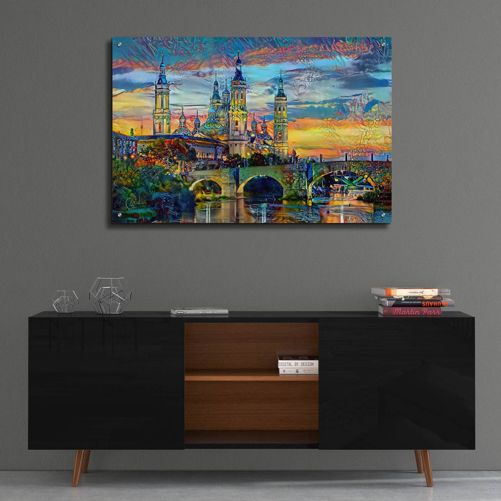 Spain Zaragoza Aragon Basilica Of Our Lady Of The Pillar by Pedro Gavidia - 36x24 acrylic wall art in a room