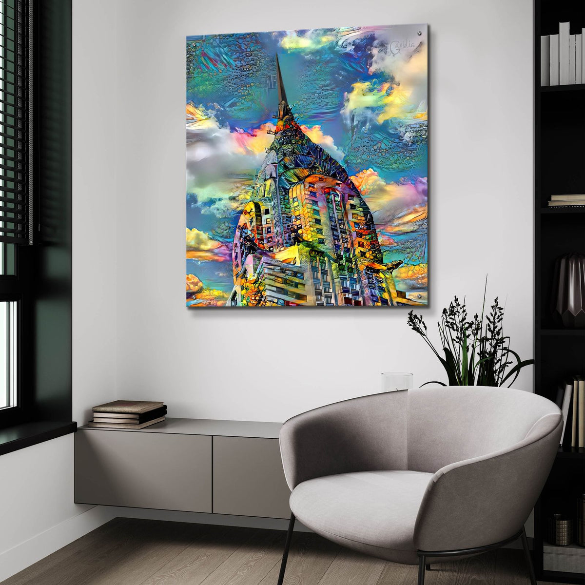 Usa New York Chrysler Building 2025 Left by Pedro Gavidia - 36x36 acrylic wall art in a room
