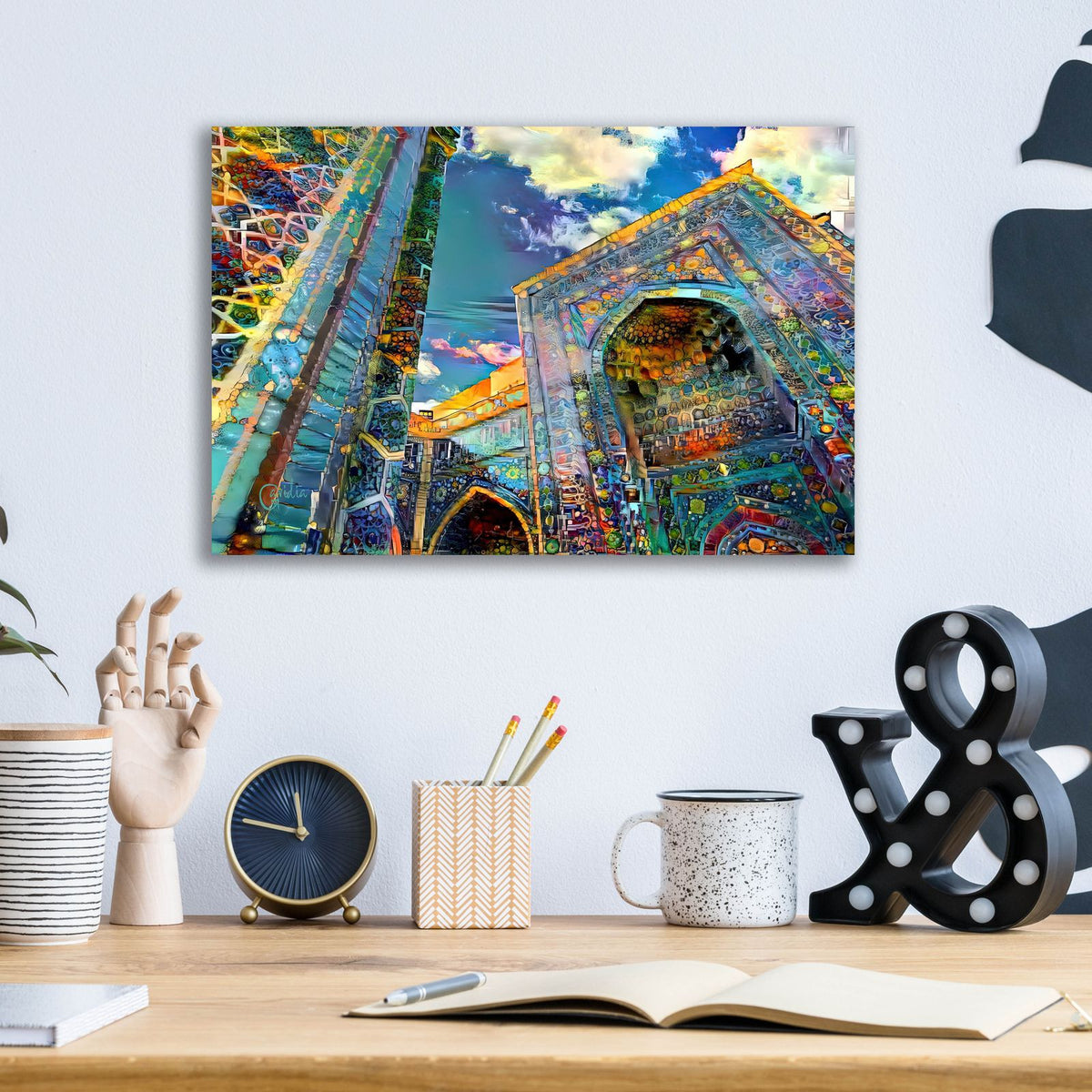 Uzbekistan Registan Samarkand by Pedro Gavidia - 16x12 acrylic wall art in a room