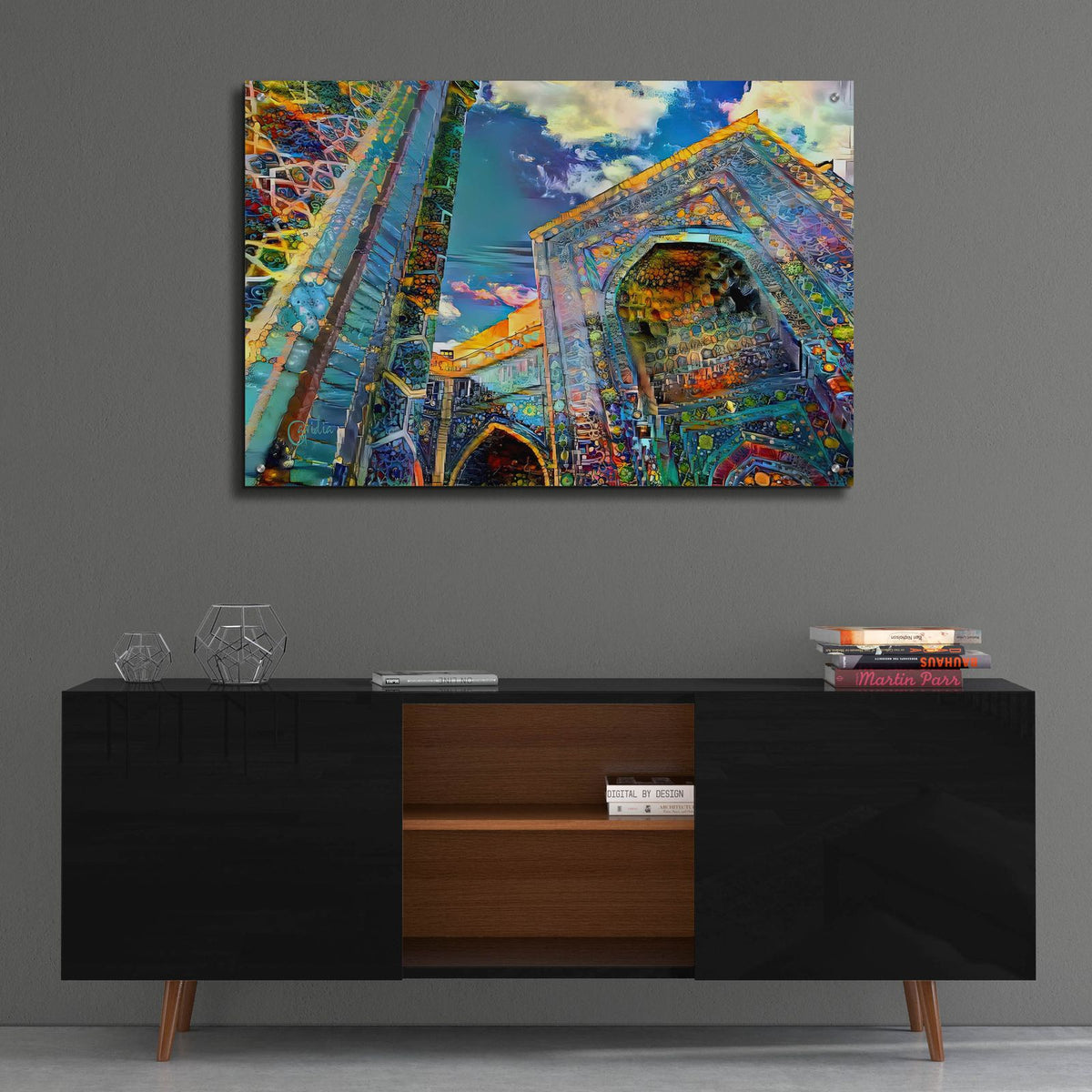 Uzbekistan Registan Samarkand by Pedro Gavidia - 36x24 acrylic wall art in a room