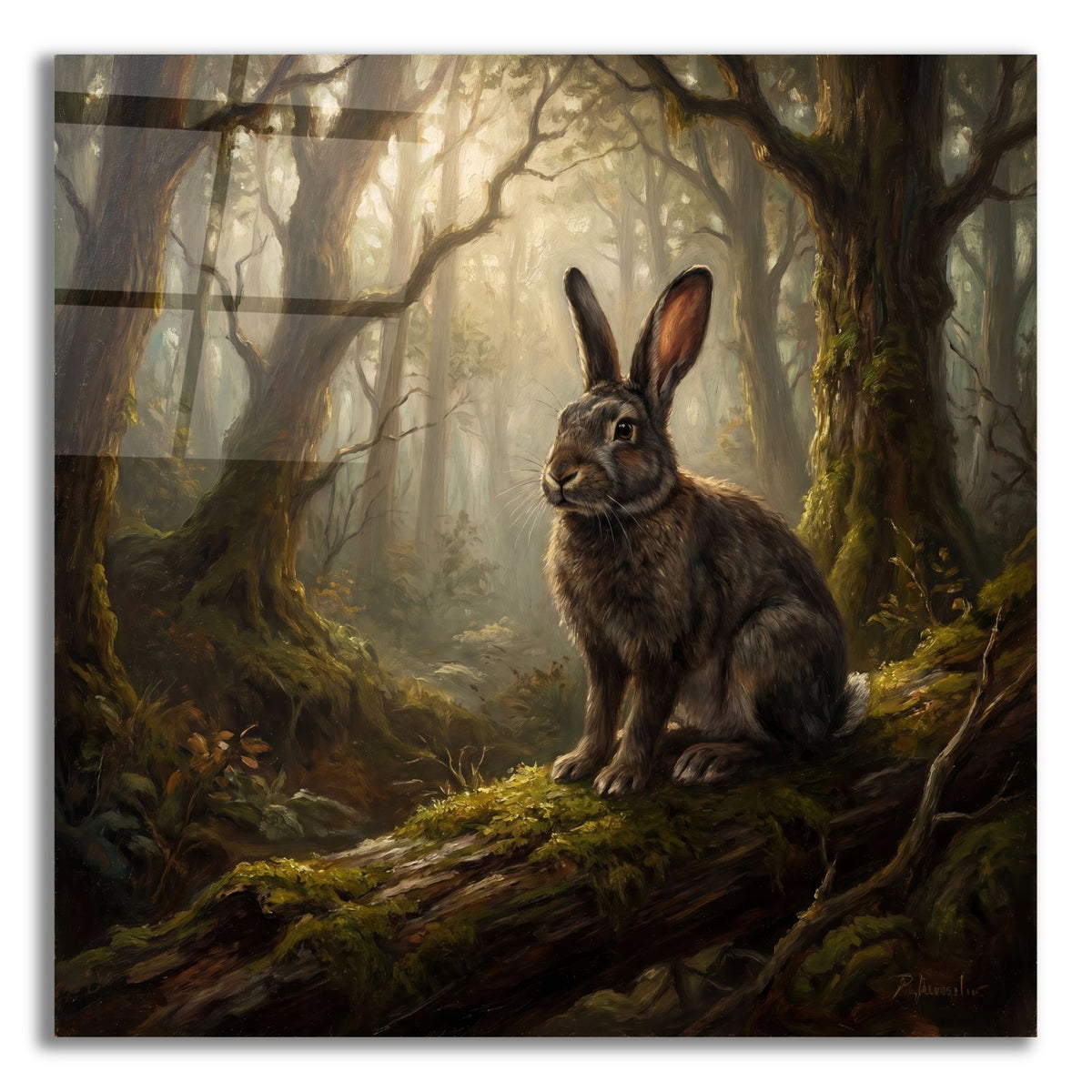 Majestic Rabbit in a Misty Forest by Ann Klee acrylic glass wall art