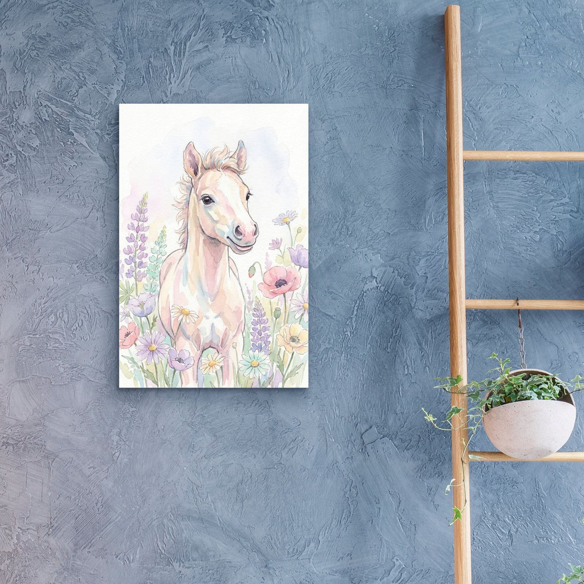 Soft Pastel Watercolor Baby Horse by Ann Klee - 16x24 acrylic wall art in a room