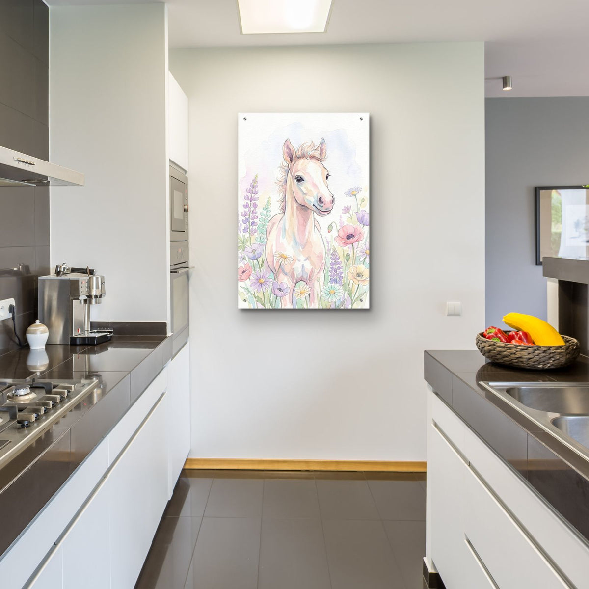Soft Pastel Watercolor Baby Horse by Ann Klee - 24x36 acrylic wall art in a room