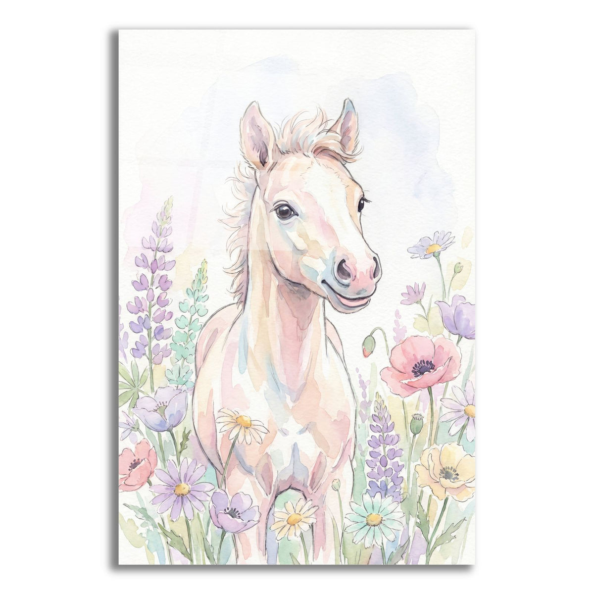 Soft Pastel Watercolor Baby Horse by Ann Klee acrylic glass wall art