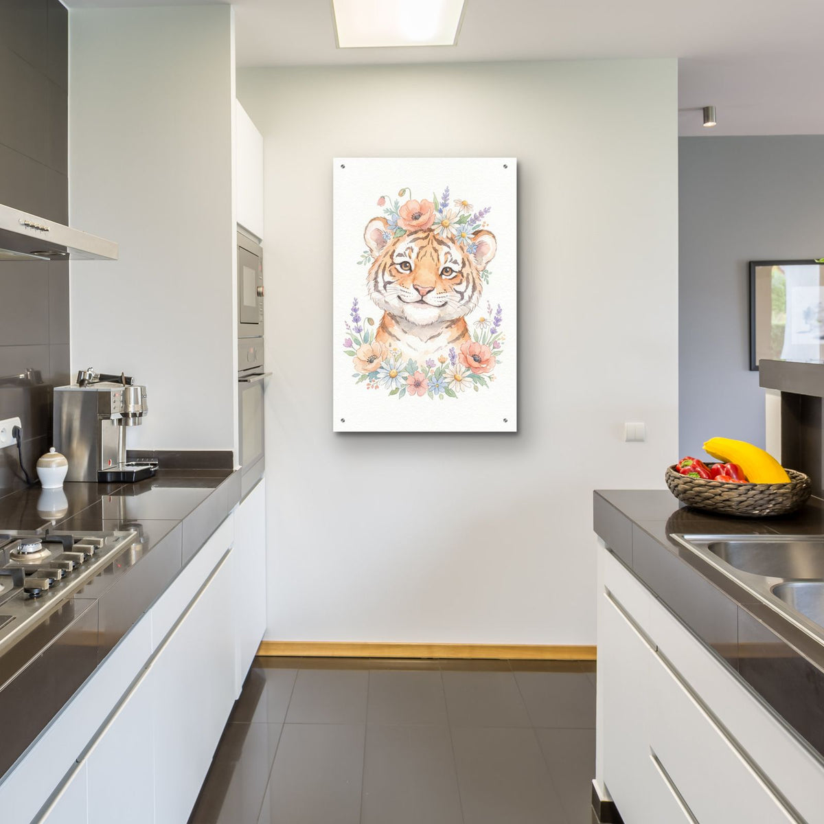 Soft Pastel Watercolor Baby Tiger by Ann Klee - 24x36 acrylic wall art in a room
