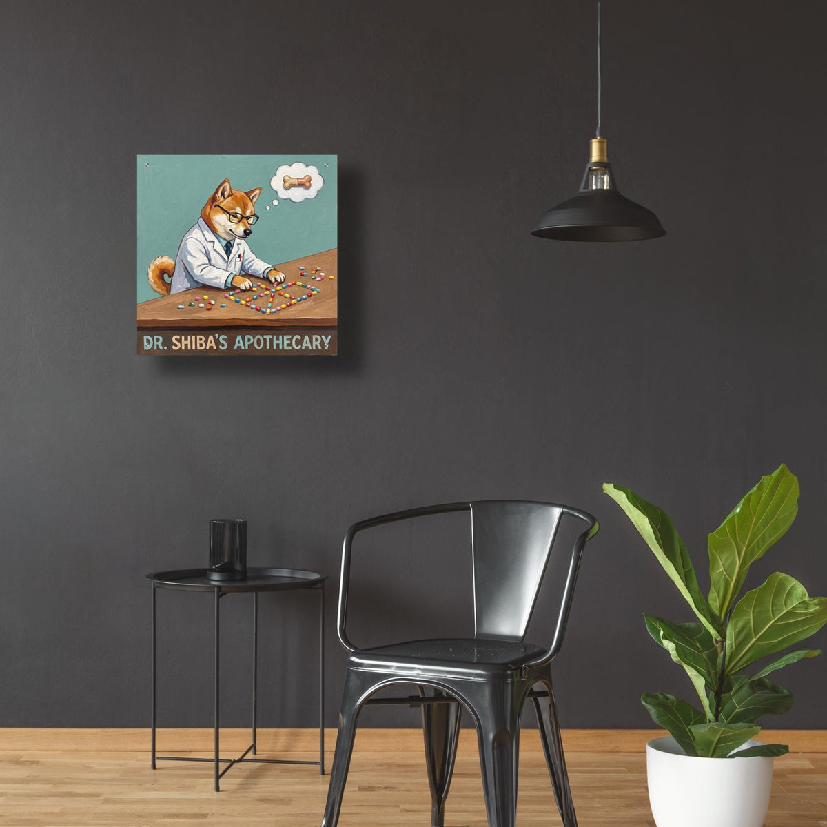 Dr. Shiba's Apothecary by Ann Klee - 24x24 acrylic wall art in a room