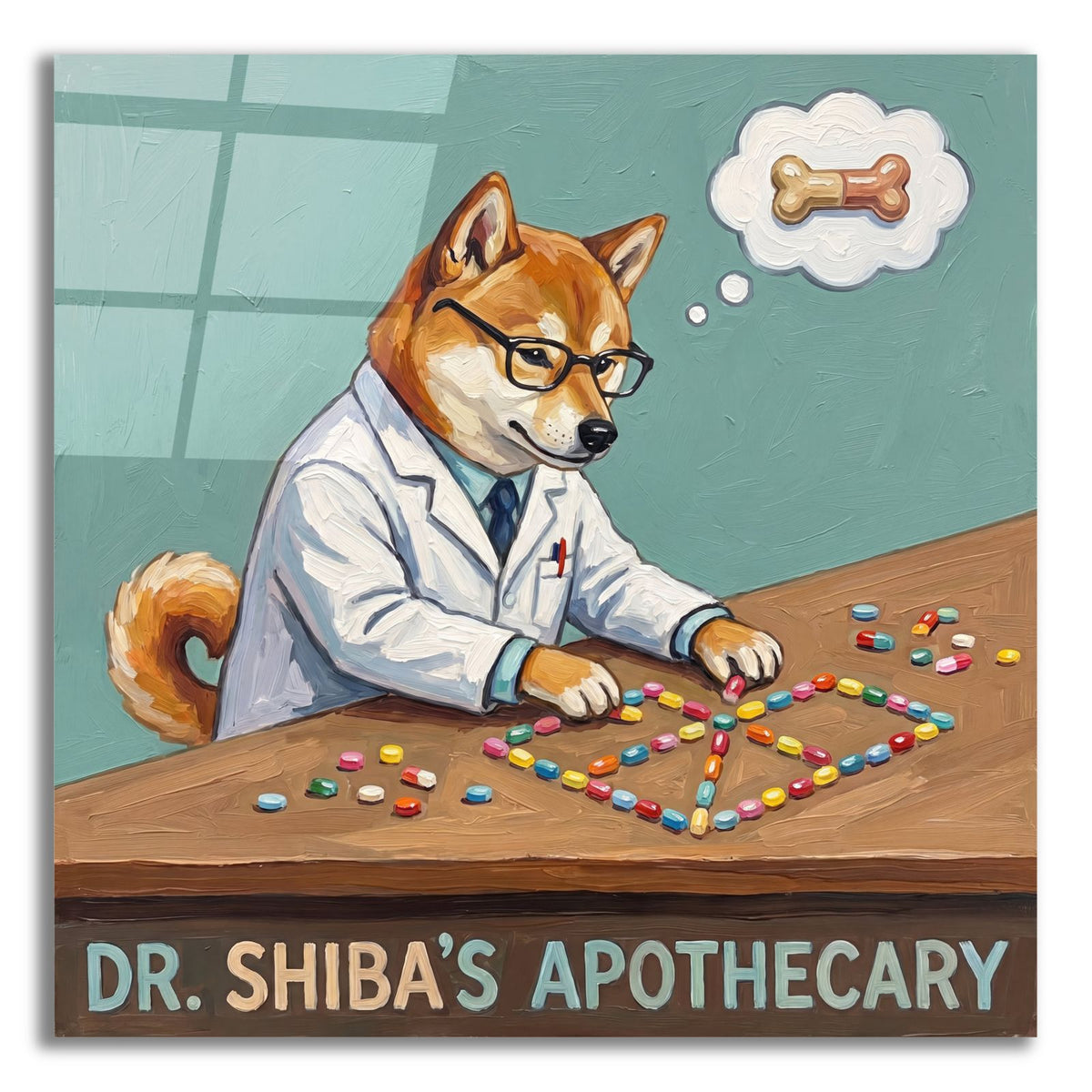 Dr. Shiba's Apothecary by Ann Klee acrylic glass wall art