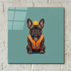 French Bulldog Construction Worker by Ann Klee - 12x12 acrylic wall art in a room