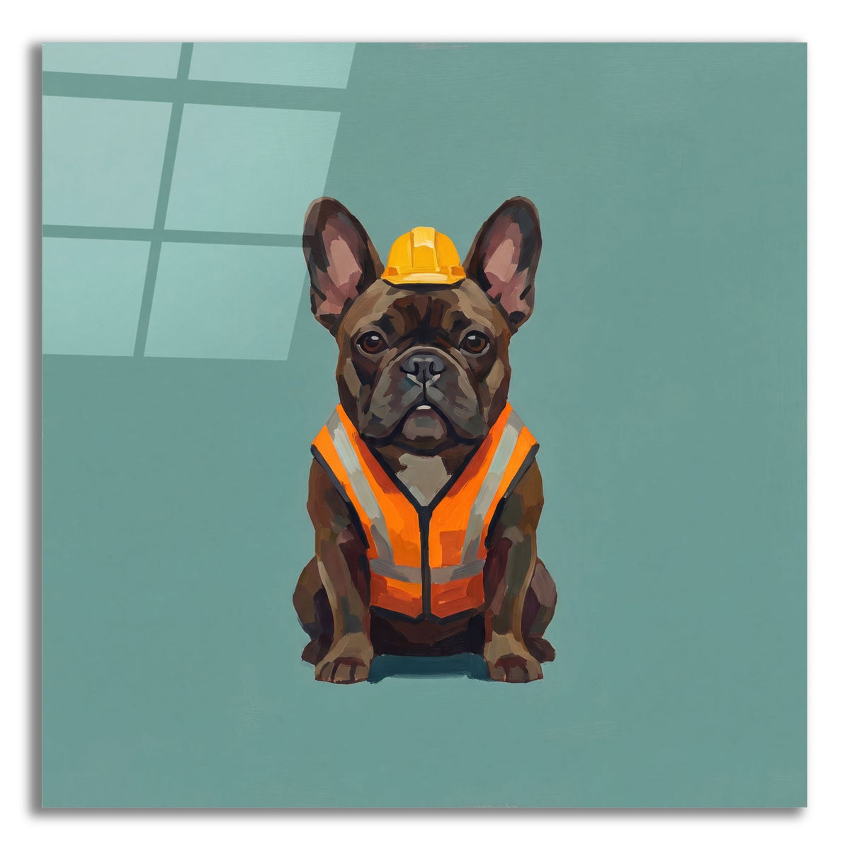 French Bulldog Construction Worker by Ann Klee acrylic glass wall art