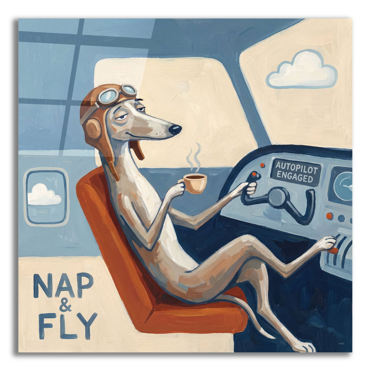 Greyhound Dog Travel Co. Autopilot Engaged by Ann Klee acrylic glass wall art
