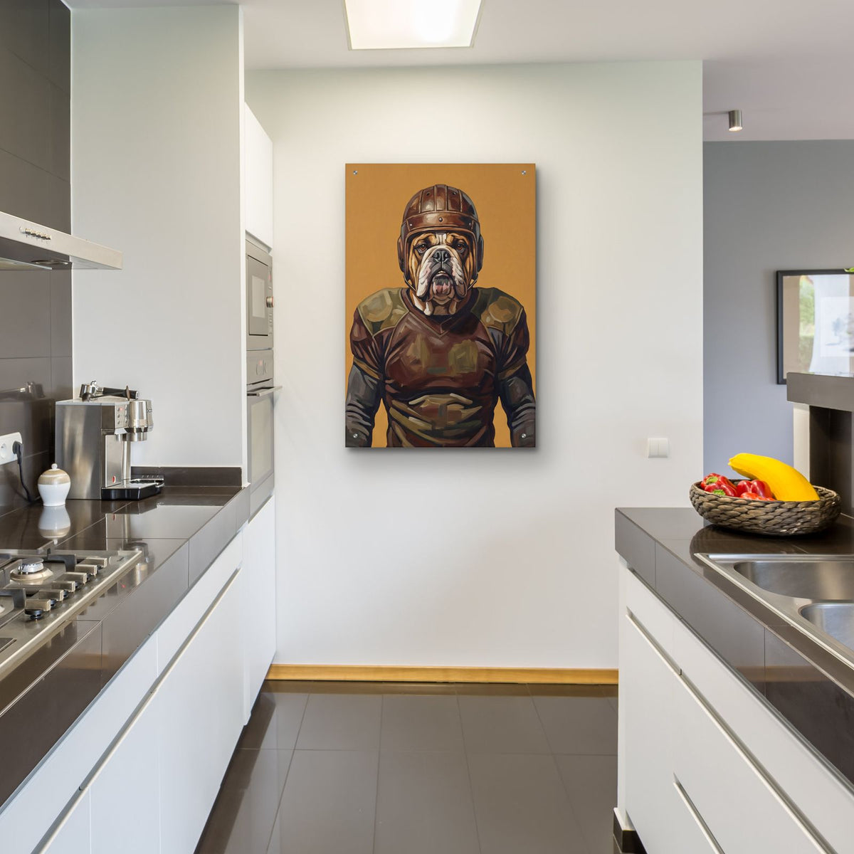 Rugby Bulldog 2 by Ann Klee - 24x36 acrylic wall art in a room