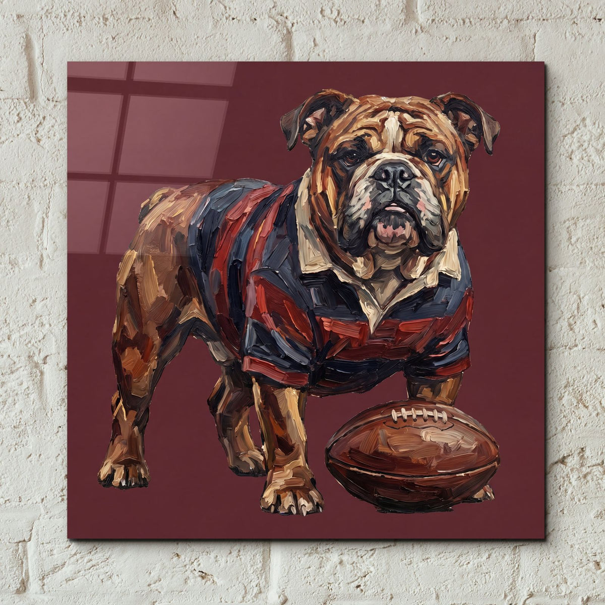 Rugby Bulldog 3 by Ann Klee - 12x12 acrylic wall art in a room