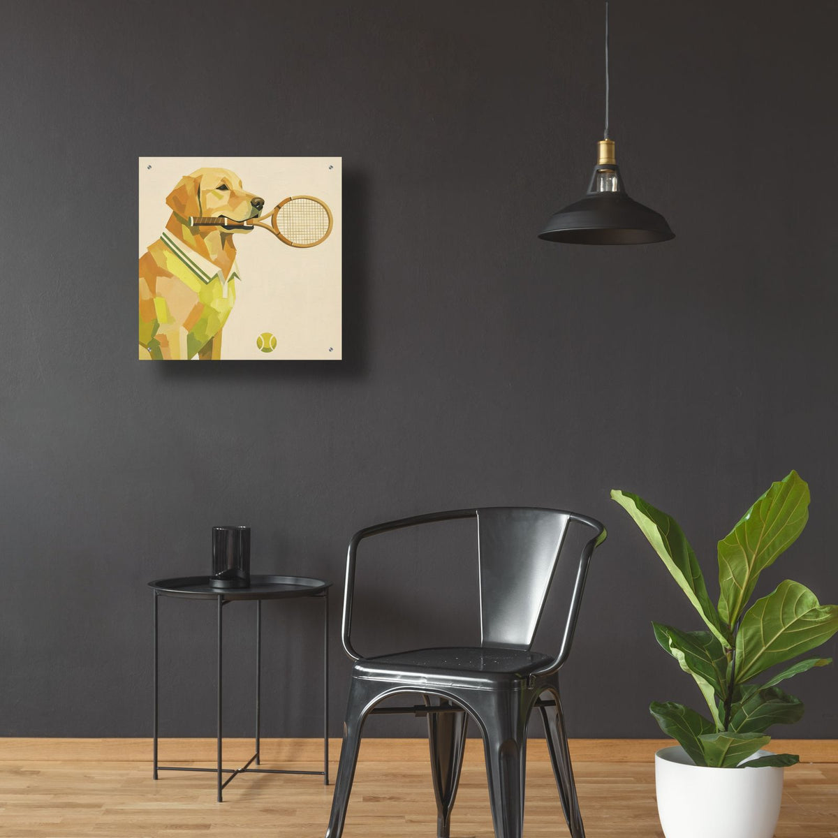 Tennis Golden Retriever by Ann Klee - 24x24 acrylic wall art in a room