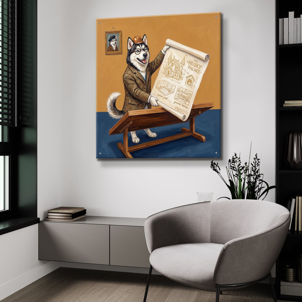 The Husky Palace by Ann Klee - 36x36 acrylic wall art in a room