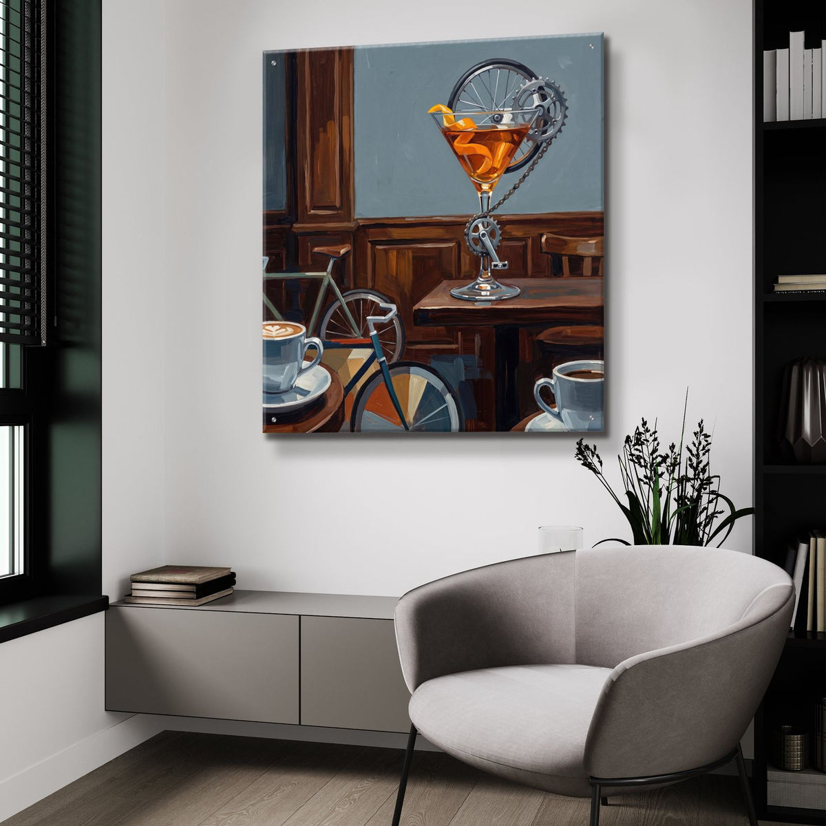 Biking Cocktail by Ann Klee - 36x36 acrylic wall art in a room