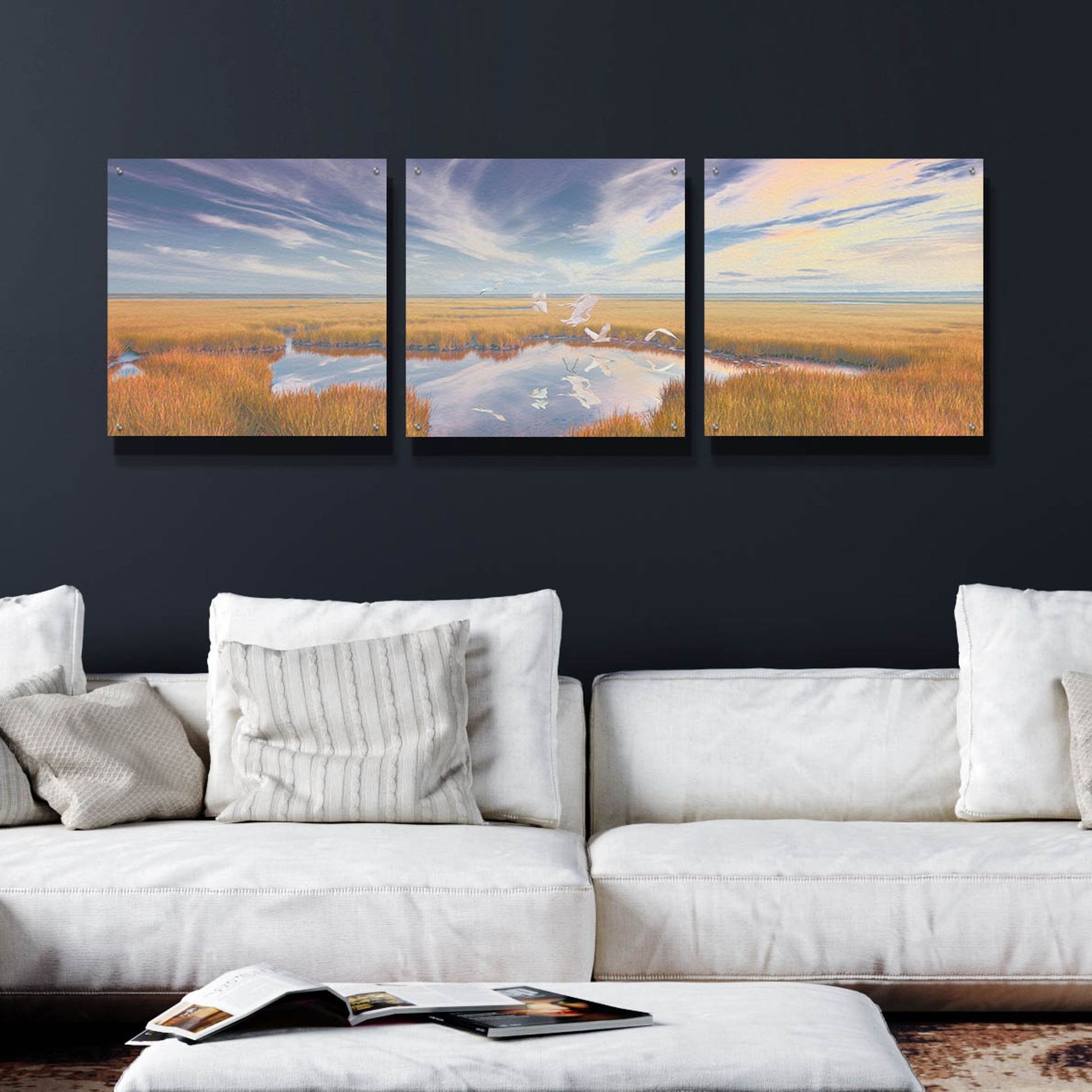 Epic Art 'Early Risers' by Steve Hunziker, Acrylic Glass Wall Art, 3 Piece Set,72x24