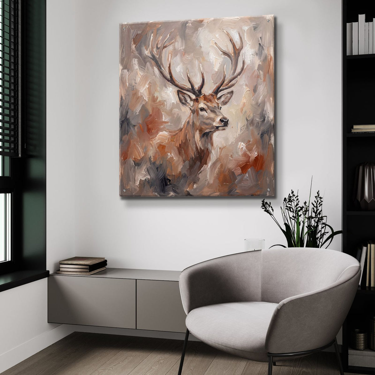 Abstract Deer by Veve - 36x36 acrylic wall art in a room