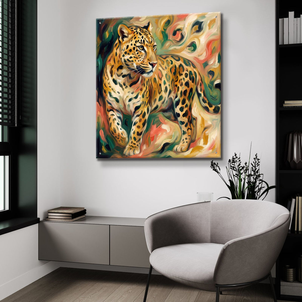 Abstract Leopard by Veve - 36x36 acrylic wall art in a room