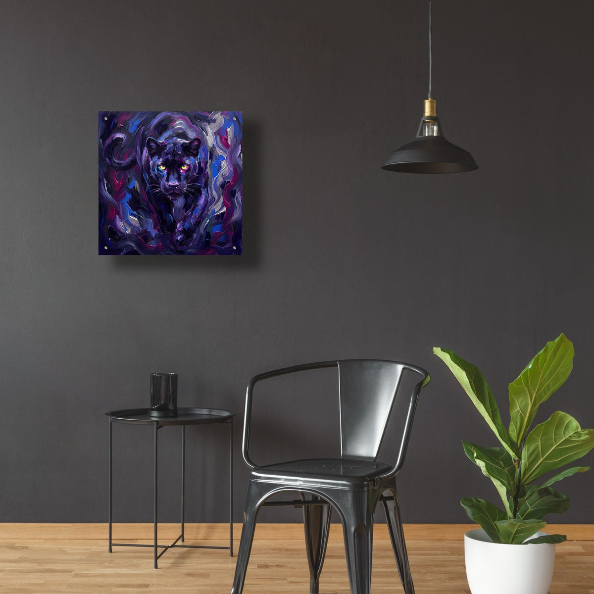 Abstract Midnight Panther I by Veve - 24x24 acrylic wall art in a room