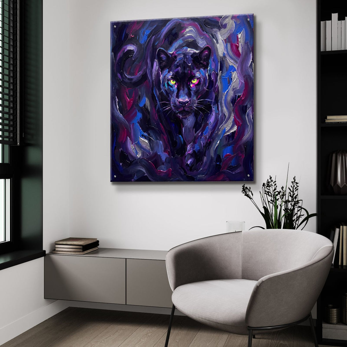 Abstract Midnight Panther I by Veve - 36x36 acrylic wall art in a room