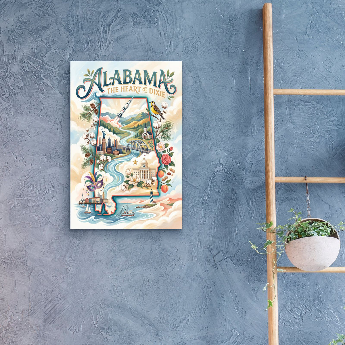 Alabama The Hart of Dixie by Veve - 16x24 acrylic wall art in a room