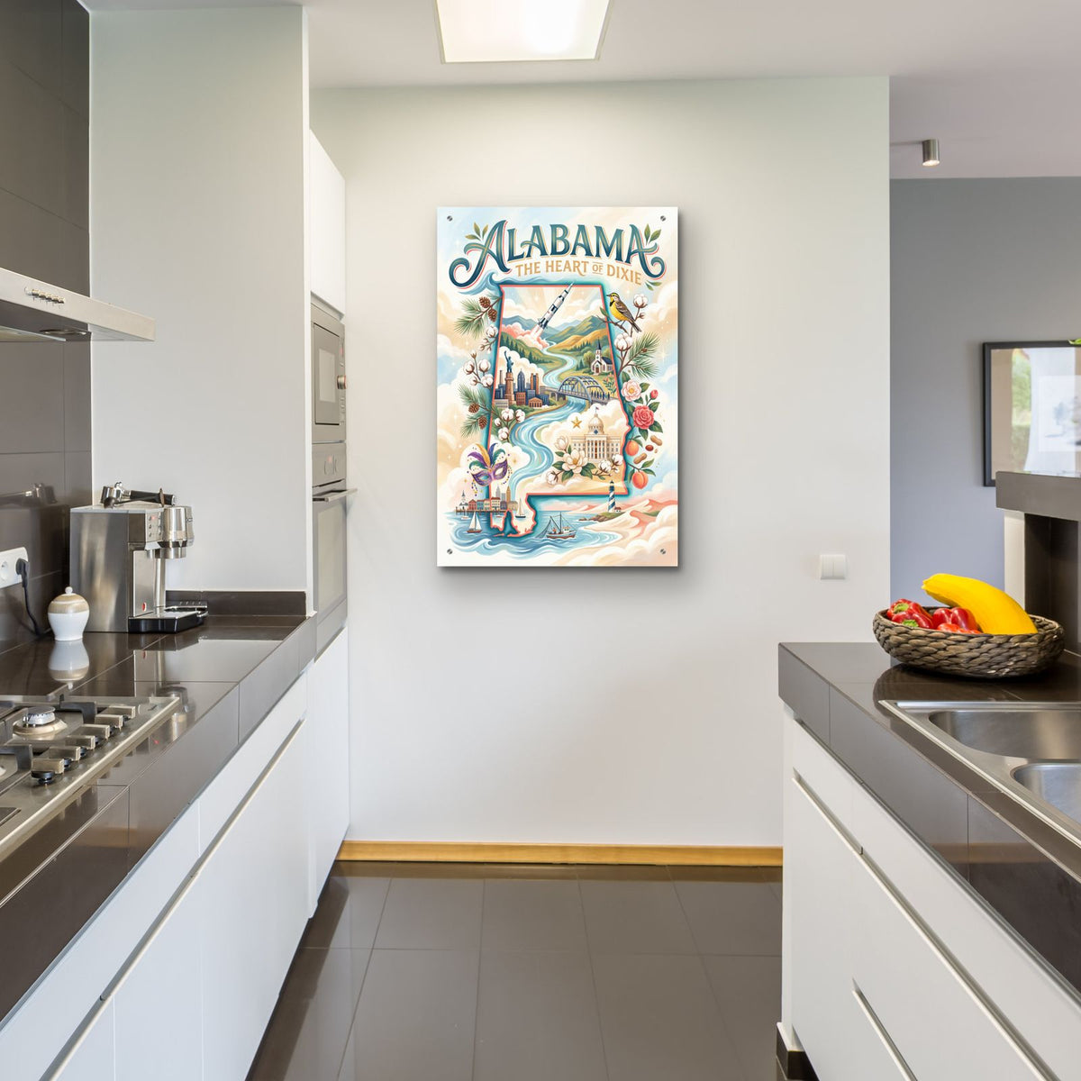 Alabama The Hart of Dixie by Veve - 24x36 acrylic wall art in a room