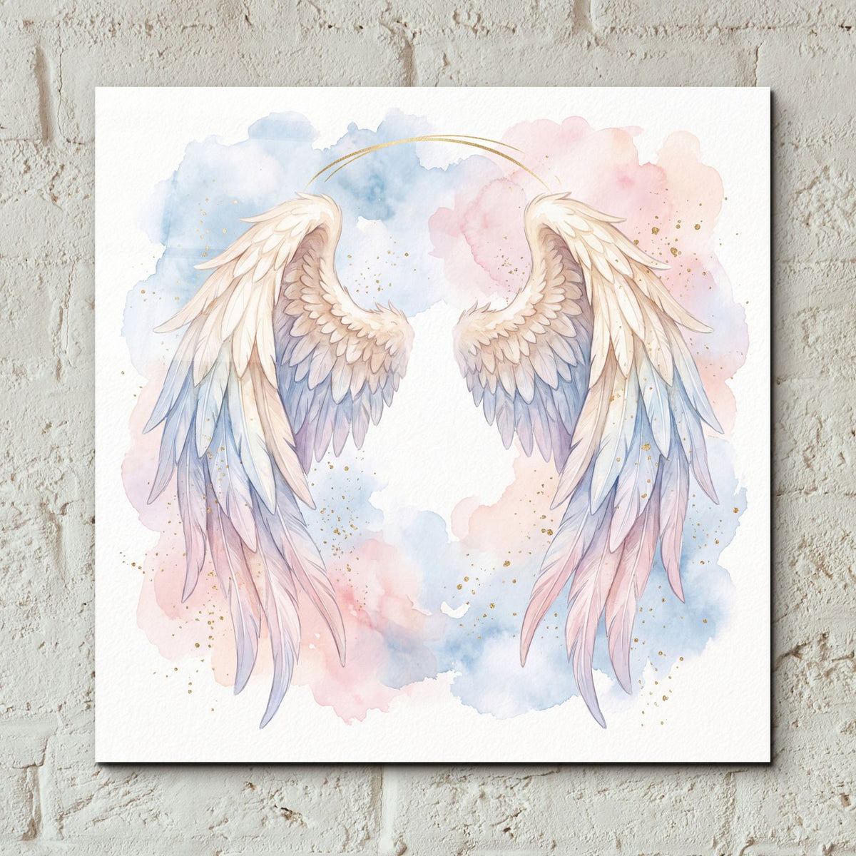 Angel Wings Watercolor by Veve - 12x12 acrylic wall art in a room
