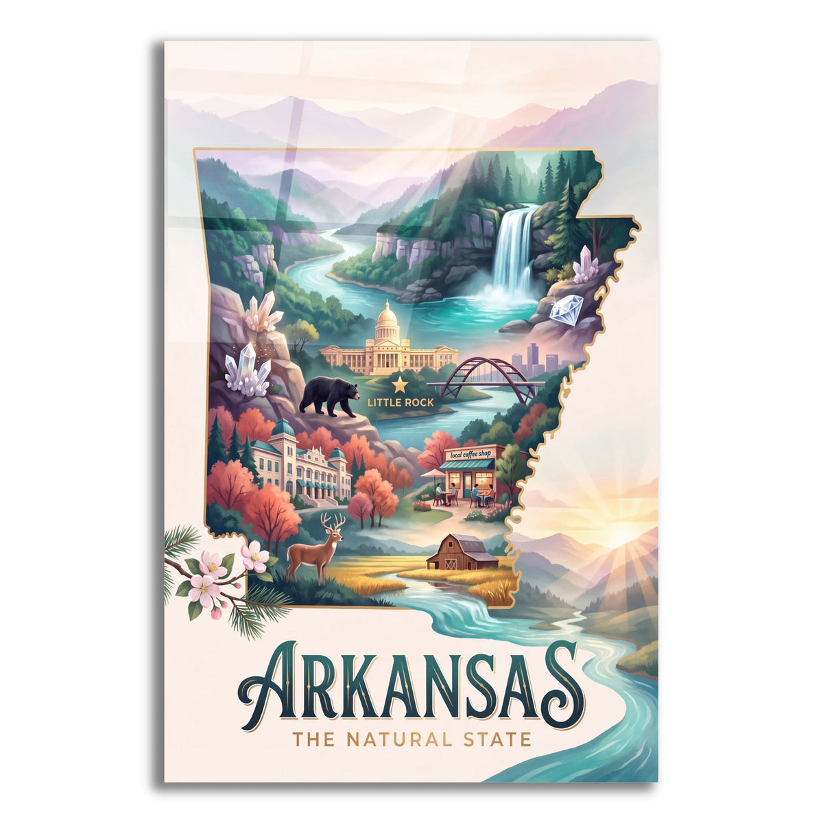 Arkansas The Natural State by Veve acrylic glass wall art