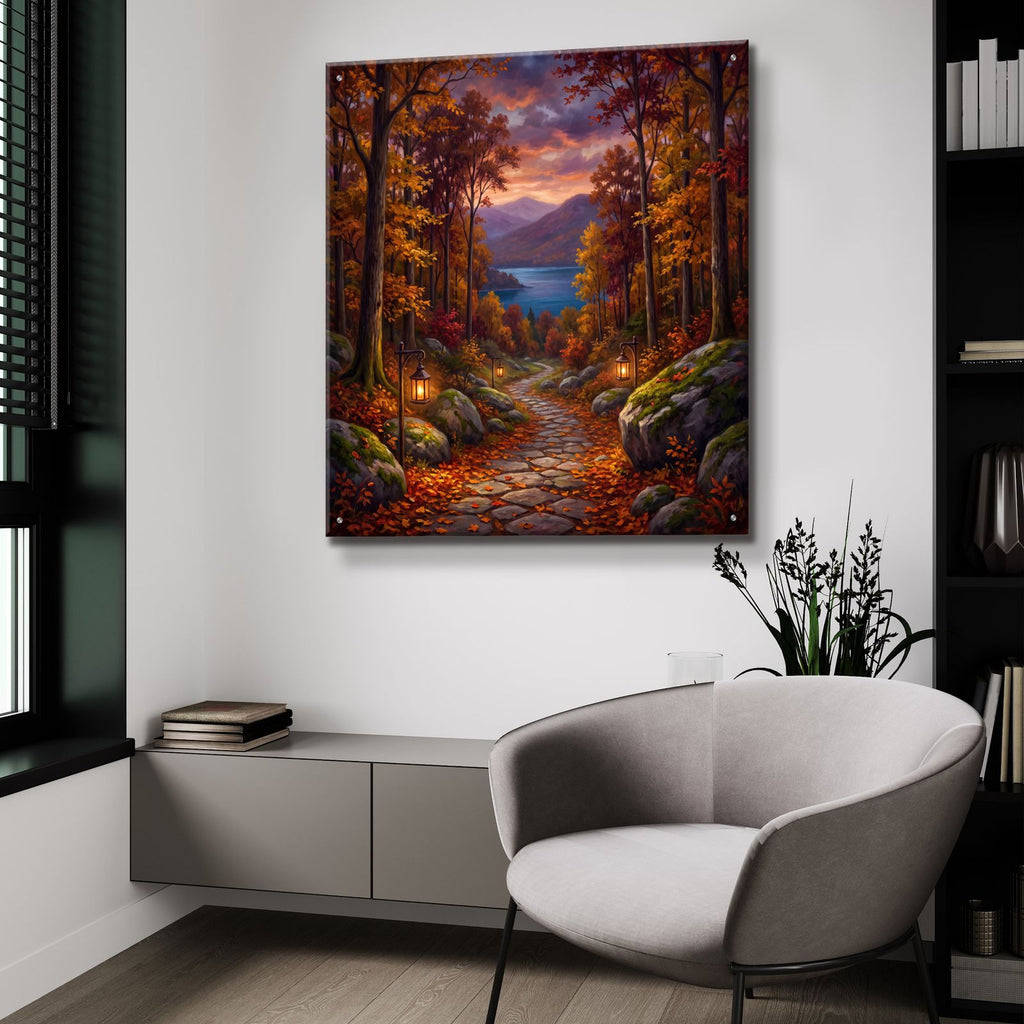 Autumn Forest Path by Veve - 36x36 acrylic wall art in a room