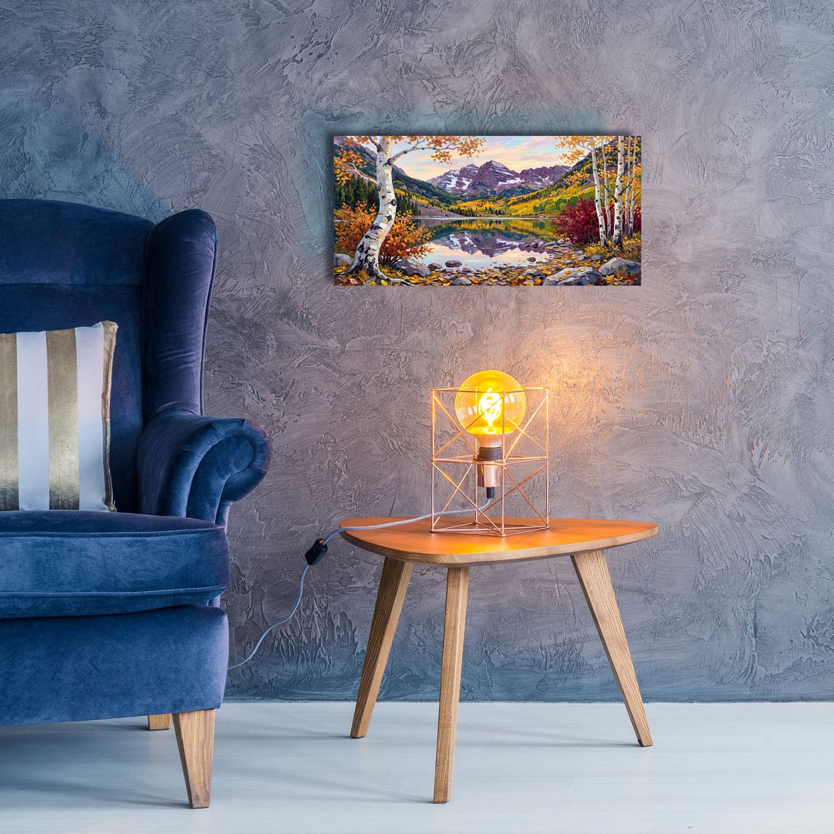 Autumn Majesty - The Mountain Lake by Veve - 24x12 acrylic wall art in a room