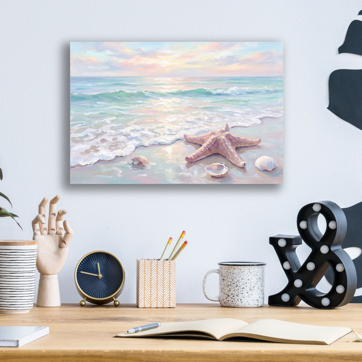 Blush Starfish Shore 1 by Veve - 16x12 acrylic wall art in a room