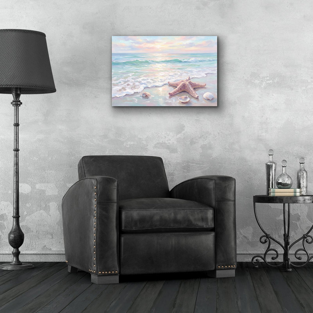 Blush Starfish Shore 1 by Veve - 24x16 acrylic wall art in a room