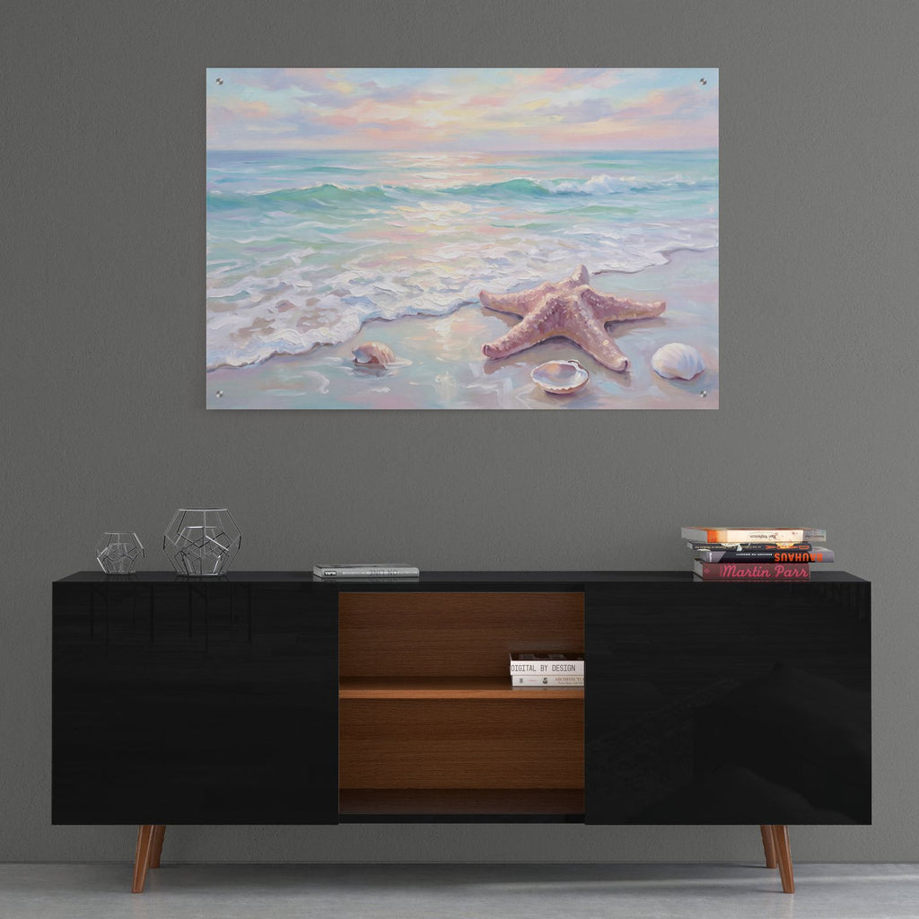 Blush Starfish Shore 1 by Veve - 36x24 acrylic wall art in a room